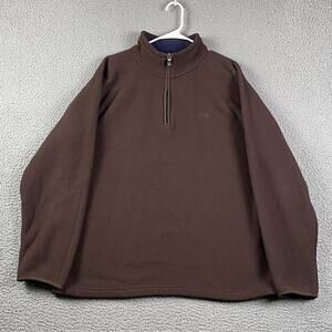 The North Face Men's Brown Quarter-Zip Thermal Waffle Knit Pullover, Size XL